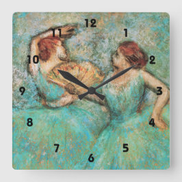 Ballerinen durch Degas ~ Quadrat-Wanduhr Quadratische Wanduhr