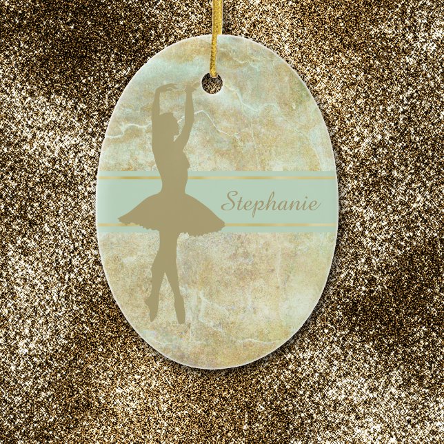 Ballet Abstrakt Gold Personalisiert Weihnachten Keramikornament (Von Creator hochgeladen)