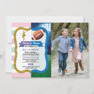 Ballet & American Football Joint Birthday Sports Einladung