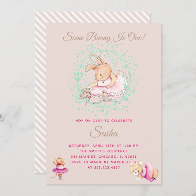 Ballet Animes Geburtstagsparty Einladung (Vorne/Hinten)