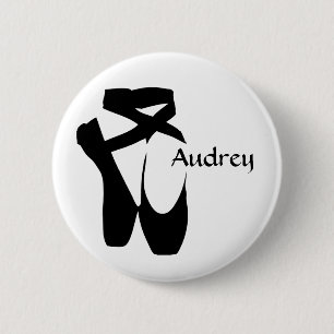 Ballet Ballerina Black Pointe Shoes Custom Button