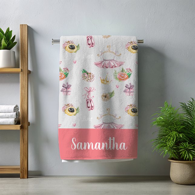 Ballet Ballerina Personalisierter Name Strandtuch (Von Creator hochgeladen)