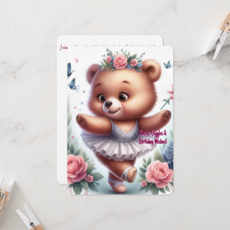Ballet Bear Birthday Invitation Einladung