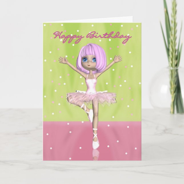 Ballet Birthday Card - Niedlich Ballerina Karte (Vorderseite)