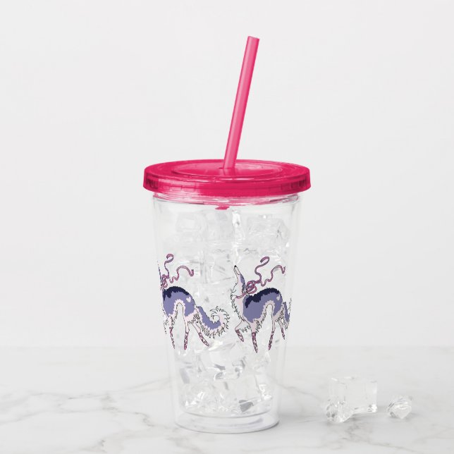 Ballet Borzoi Acrylic Tumbler Pink Acryltrinkbecher (Rückseite Ice)