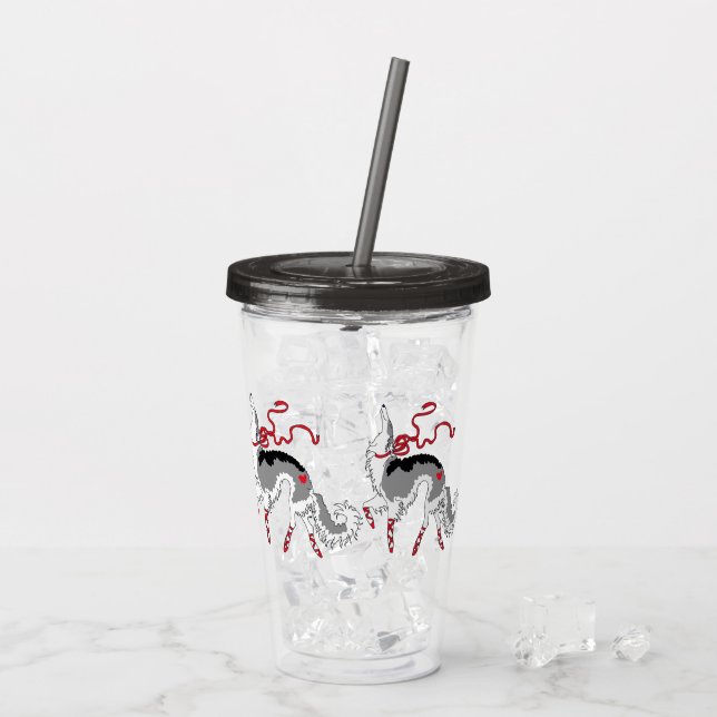 Ballet Borzoi Akrylic Tumbler Acryltrinkbecher (Rückseite Ice)