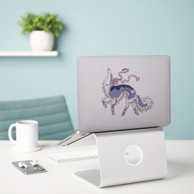 Ballet Borzoi Die Vinyl Sticker schneiden (Laptop auf Schreibtisch)