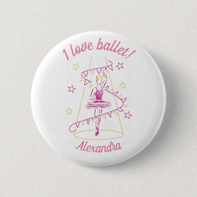 Ballet & Bunting - I Liebe Ballet Abzeichen Button (Vorderseite)