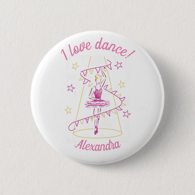 Ballet & Bunting - I Liebe Dance Abzeichen Button (Vorderseite)