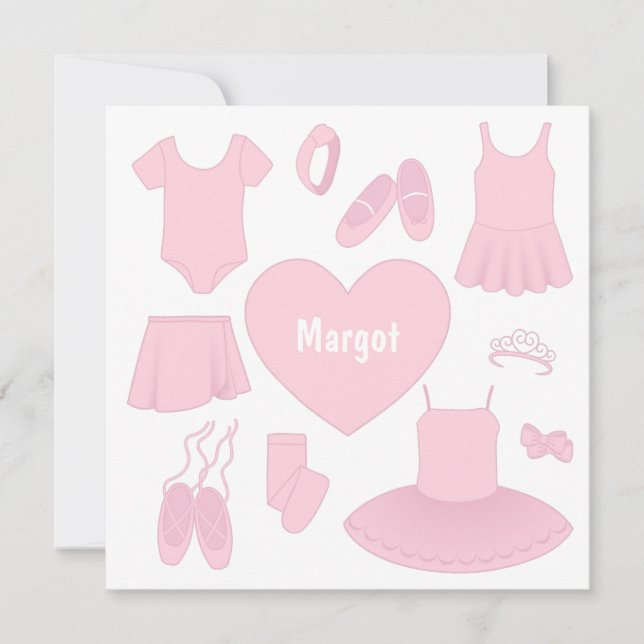 Ballet Clothes Square Card - Weißer Hintergrund Karte (Vorderseite)