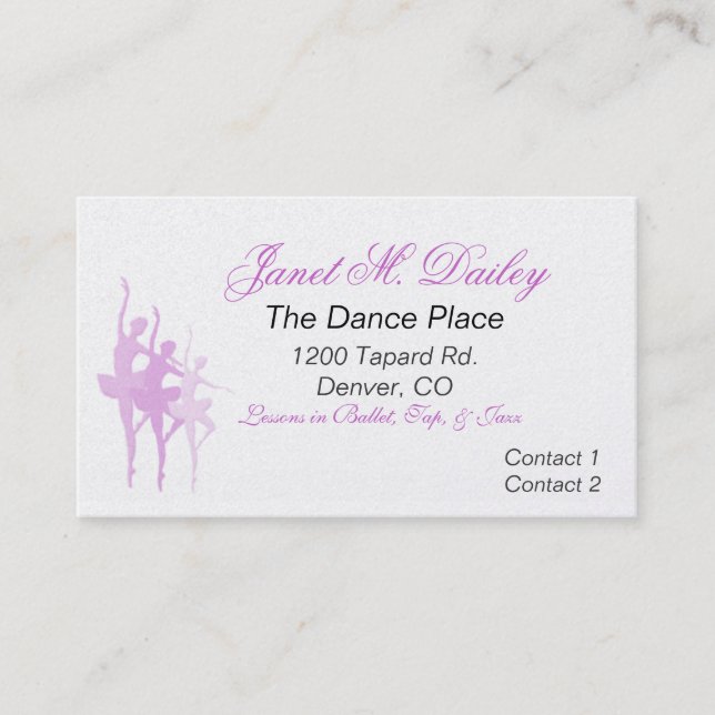 Ballet Dance Business Card Visitenkarte (Vorderseite)