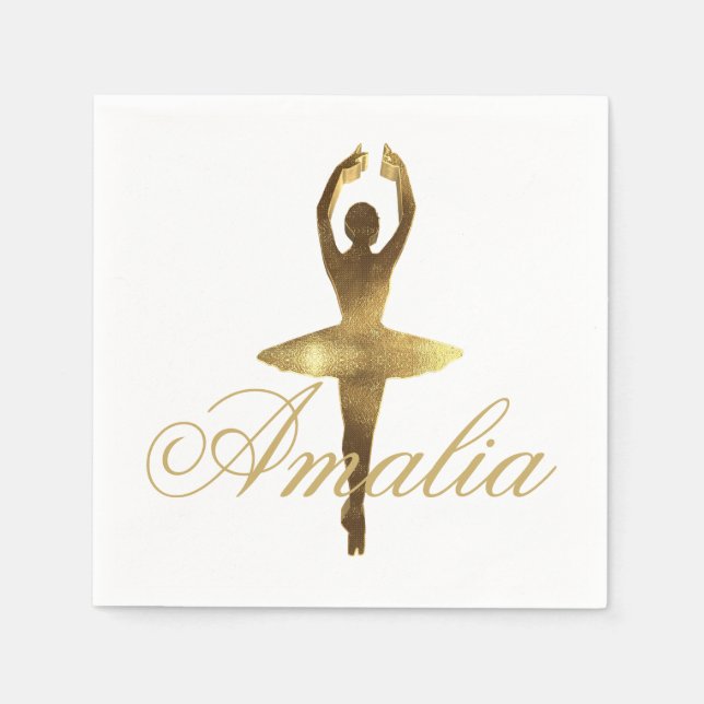 Ballet Dance Party Gold Ballerina Name oder Text h Serviette (Vorderseite)