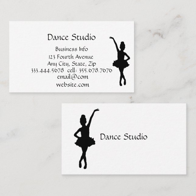 Ballet Dance Studio School Business Card Visitenkarte (Vorne/Hinten)