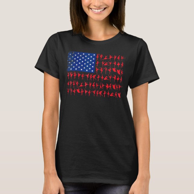 Ballet Dancer American Flag 4. Juli US-Flagge T-Shirt (Vorderseite)