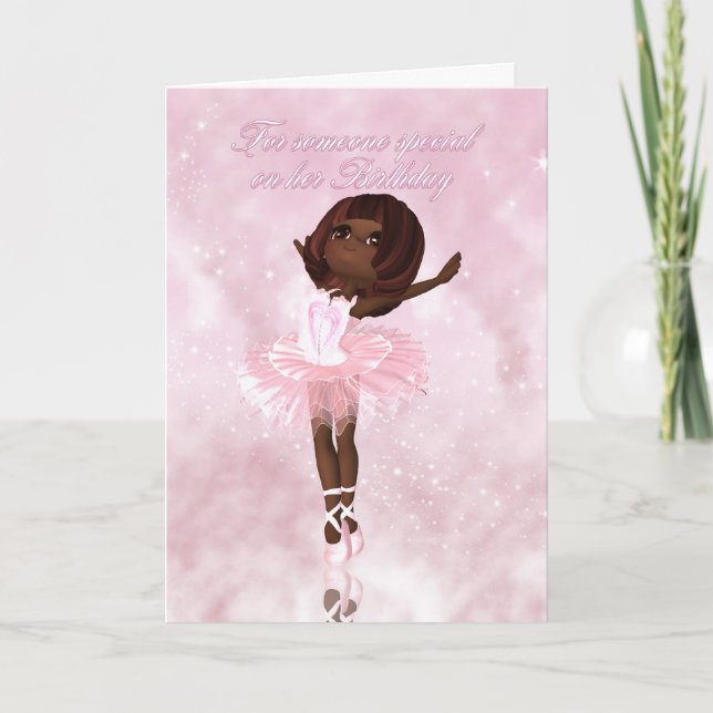 Ballet Dancer Birthday Card - African American Bal Karte (Vorderseite)