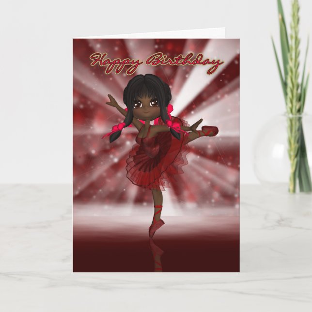 Ballet Dancer Birthday Card - African American Bal Karte (Vorderseite)