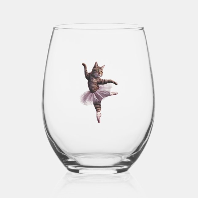 Ballet Dancer Cat Weinglas Ohne Stiel (Vorderseite)