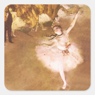 Ballet Dancer Degas Star Painting Quadratischer Aufkleber