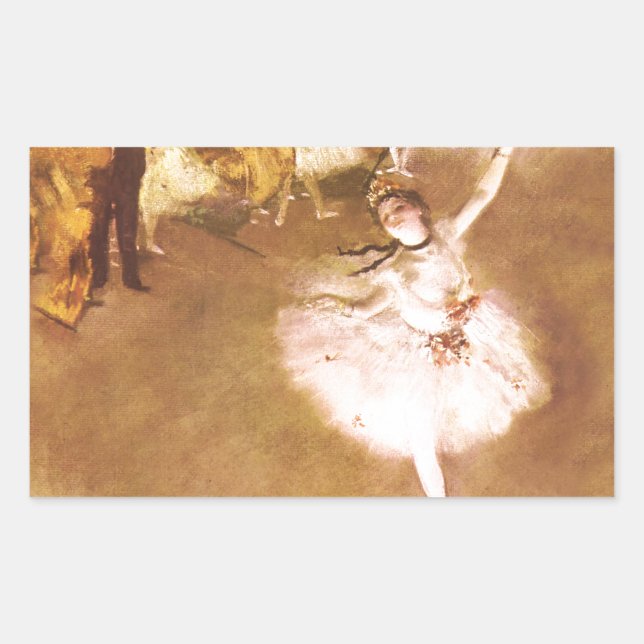 Ballet Dancer Degas Star Painting Rechteckiger Aufkleber (Vorderseite)
