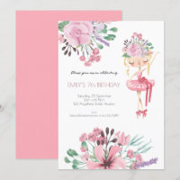 Ballet Dancer Florals Girl 7. Geburtstagsparty