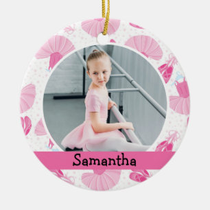 Ballet Dancer Foto Holiday Monogram Keramik Ornament