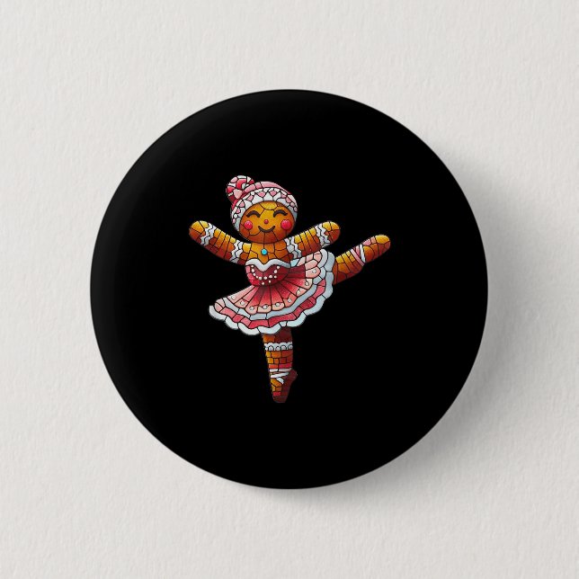 Ballet Dancer Gingerbread Christmas Dance Teacher  Button (Vorderseite)