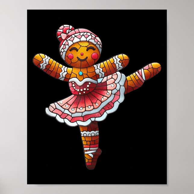 Ballet Dancer Gingerbread Christmas Dance Teacher  Poster (Vorne)