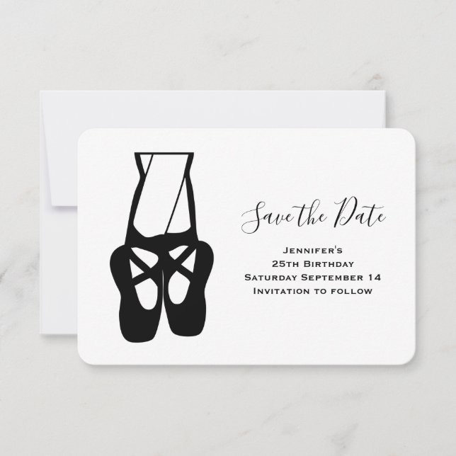 Ballet Dancer Legs & Slippers Save The Date (Vorderseite)