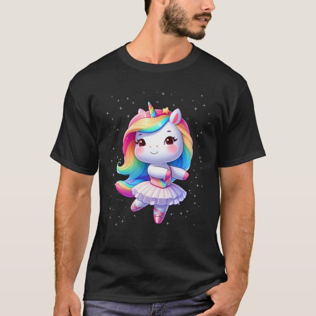 Ballet Dancer Rainbow Unicorn Girl Lover T-Shirt (Vorderseite)
