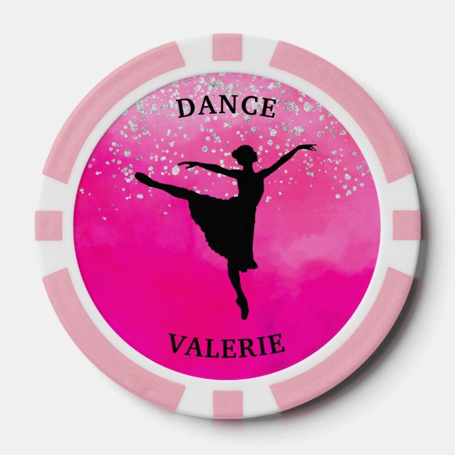 Ballet Dancer Silhouette Pink Watercolor Design Pokerchips (Vorderseite)