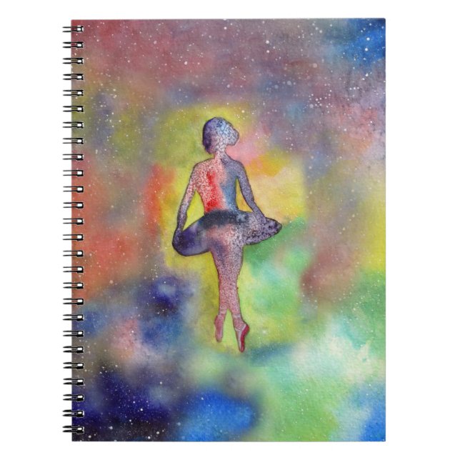Ballet Dancer Space Watercolor Art Foto Notebook Notizblock (Vorderseite)