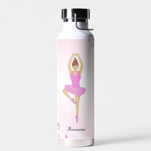 Ballet Dancer und Blume auf Light Pink Trinkflasche