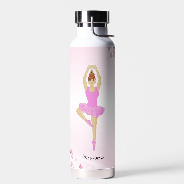 Ballet Dancer und Blume auf Light Pink Trinkflasche (Links)