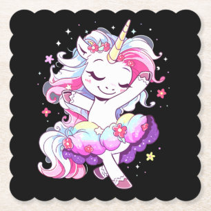Ballet Dancer Unicorn Girls Rainbow Ballerin Color Untersetzer