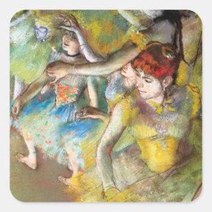 Ballet Dancers on Bühne by Degas Quadratischer Aufkleber