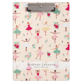 Ballet Dancers Pattern Cute Ballerina Teacher Klemmbrett