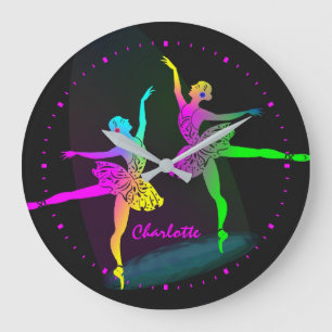 Ballet Dancers Rainbow Girly Große Wanduhr