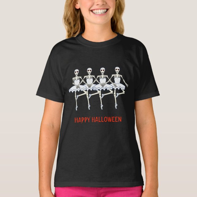 Ballet Dancing Skeletts Halloween-Party T-Shirt (Vorderseite)