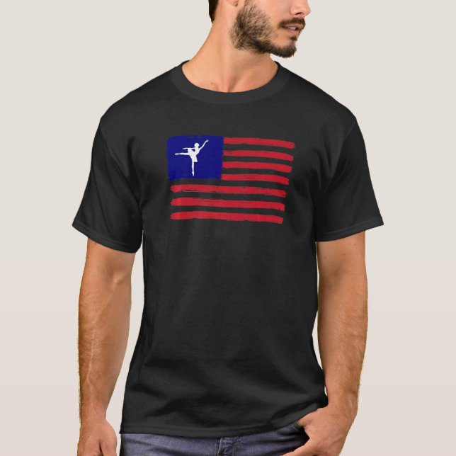 Ballet Dancing Teacher Patriotic Ballerina Amerika T-Shirt (Vorderseite)