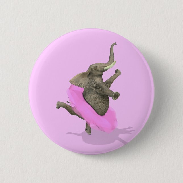 Ballet Elephant En Pointe Button (Vorderseite)