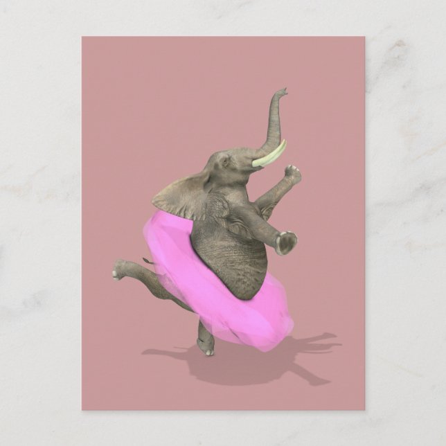 Ballet Elephant En Pointe Postkarte (Vorderseite)