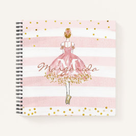 Ballet Girl Pink Gold Glitzer Aquarell Kinder Notizbuch