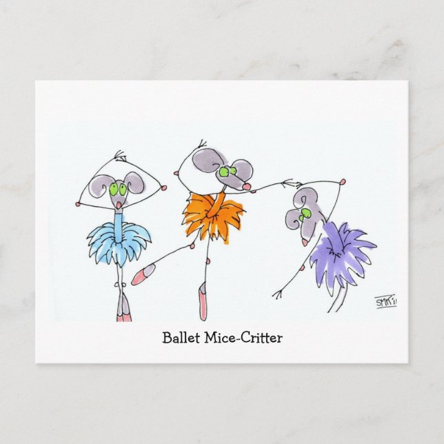 Ballet Mice Critter Postkarte (Vorderseite)