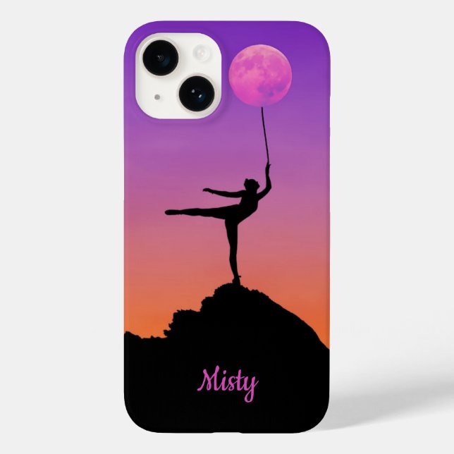 Ballet Moon Balance Personalisierter Name Case-Mate iPhone Hülle (Rückseite)