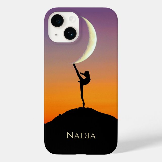 Ballet Moon Dance Personalisierter Name Case-Mate iPhone Hülle (Rückseite)