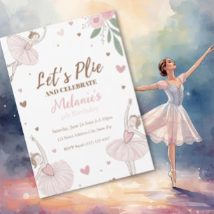 Ballet Niedlich Girls' Pastel Ballerina Geburtstag Einladung