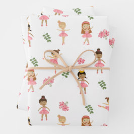 Ballet Pink Ballerinas Dancing Pattern Geschenkpapier Set