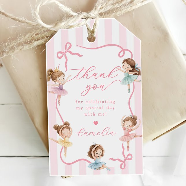 Ballet Pink Girls Bow Tutu Ballerina 1st Birthday Geschenkanhänger (Von Creator hochgeladen)