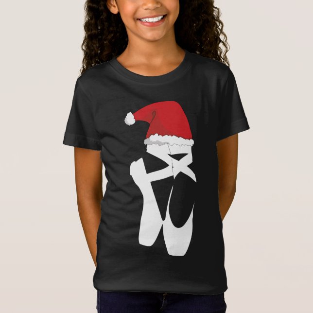 Ballet Pointe Shoe Weihnachtsfeier Weihnachtsmannm T-Shirt (Vorderseite)