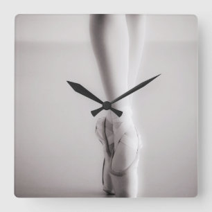 Ballet Pointe Shoes Sepia Dancing Slippers Quadratische Wanduhr